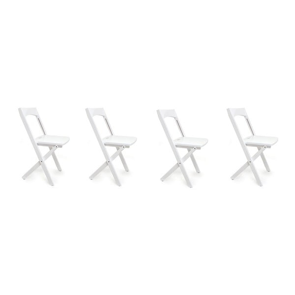 Zestaw 4 białych krzeseł składanych z drewna bukowego Arredamenti Italia Diana
