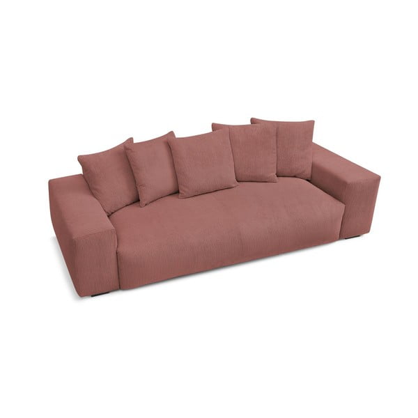 Jasnoróżowa sztruksowa sofa 280 cm Voltaire – Bobochic Paris-image-3