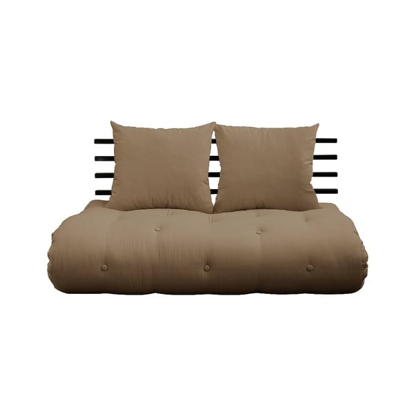 Sofa rozkładana z brązowym obiciem Karup Design Shin Sano Black/Mocca