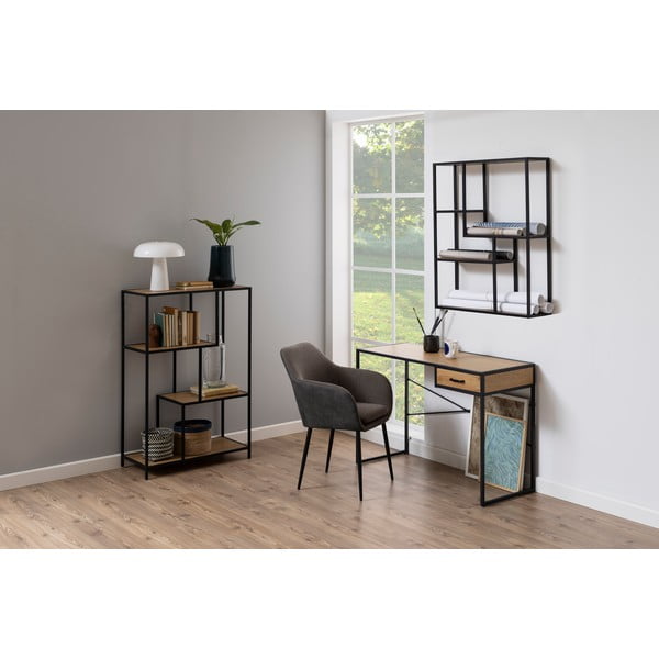 Czarno-naturalny regał ścienny w dekorze dębu 75x91 cm Seaford – Actona-image-1