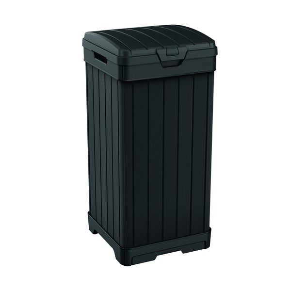 Czarny ogrodowy kosz na śmieci na kółkach Keter, 125 l