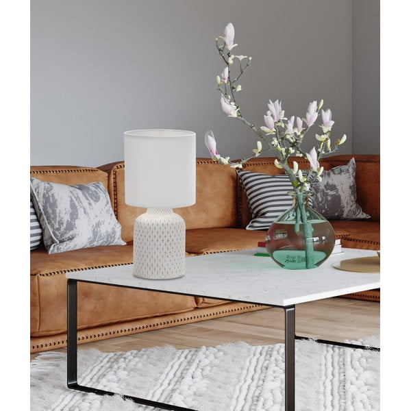 Kremowa lampa stołowa z tekstylnym kloszem (wys. 32 cm) Iner – Candellux Lighting-image-1