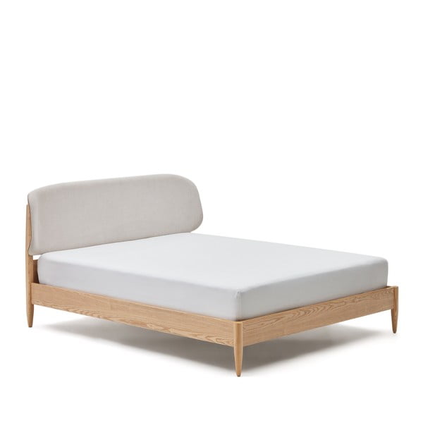 Beżowe łóżko dwuosobowe z litego drewna jesionowego ze stelażem 180x200 cm Octavia – Kave Home-image-3