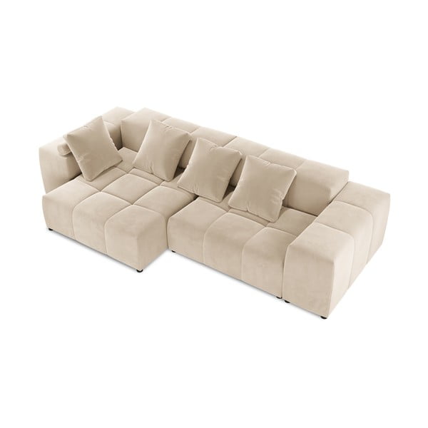 Beżowy aksamitny narożnik (róg zmienny) Rome Velvet – Cosmopolitan Design-image-3