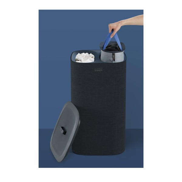 Antracytowy tekstylny kosz na pranie 2x30 l Tota – Joseph Joseph-image-3