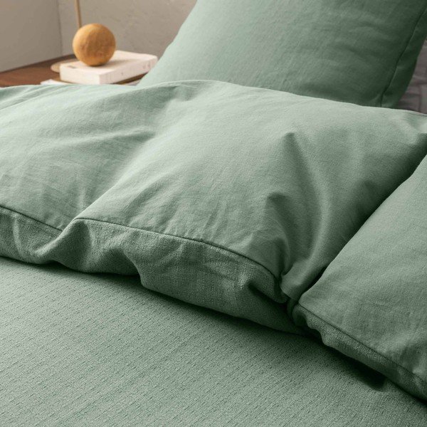 Zielona bawełniana pościel dwuosobowa 3-częściowa 240x220 cm Clara – douceur d'intérieur-image-1