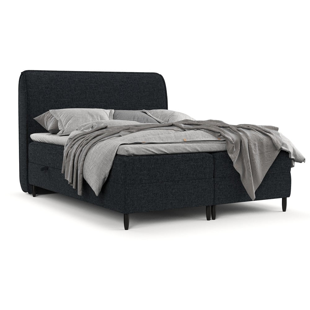 Czarne łóżko boxspring ze schowkiem 140x200 cm Melba – Maison de Rêve (zdjęcie 11)