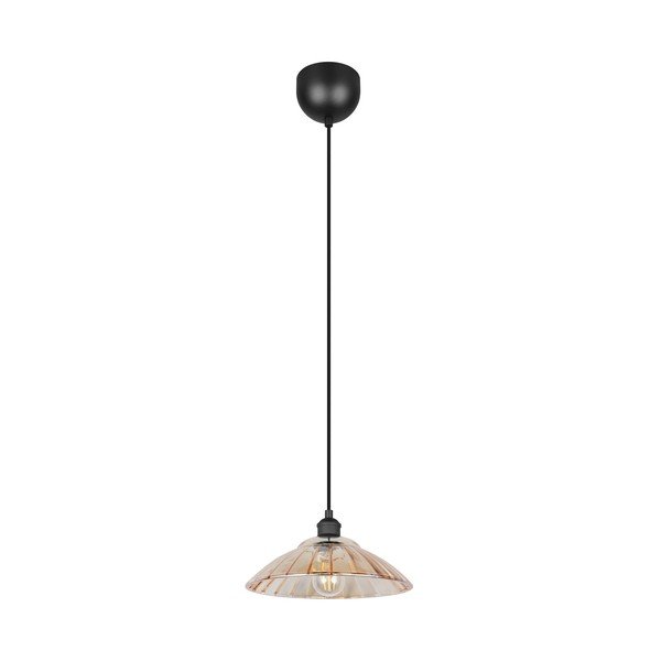 Czarna/w bursztynowym kolorze metalowa lampa wisząca ze szklanym kloszem ø 29,5 cm Eluna – Reality