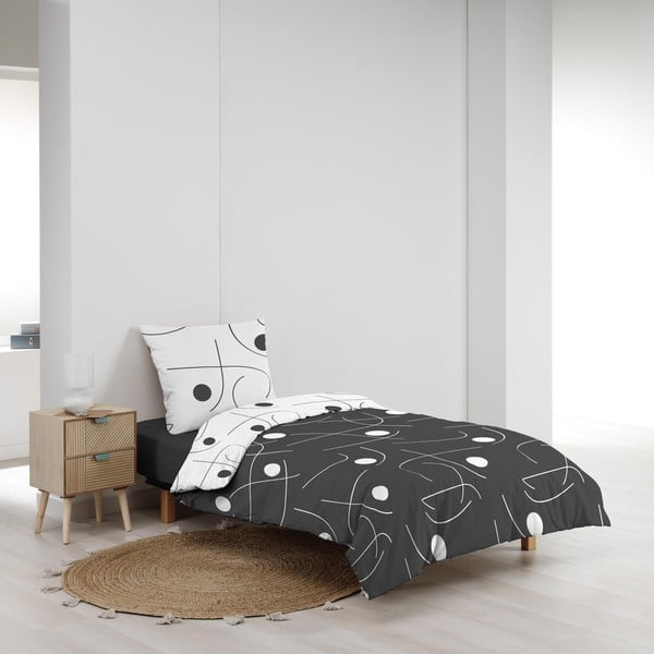 Biało-ciemnoszara pościel jednoosobowa z mikrowłókna 140x200 cm Sonate – douceur d'intérieur-image-1