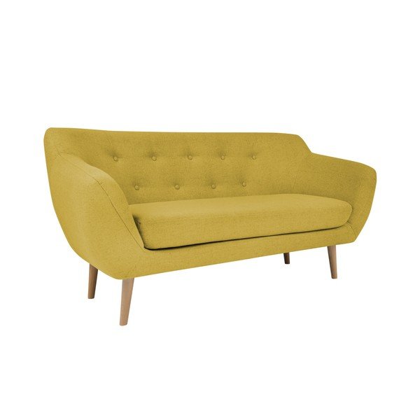 Żółta sofa dwuosobowa z jasnymi nogami Mazzini Sofas Sicile-image-3