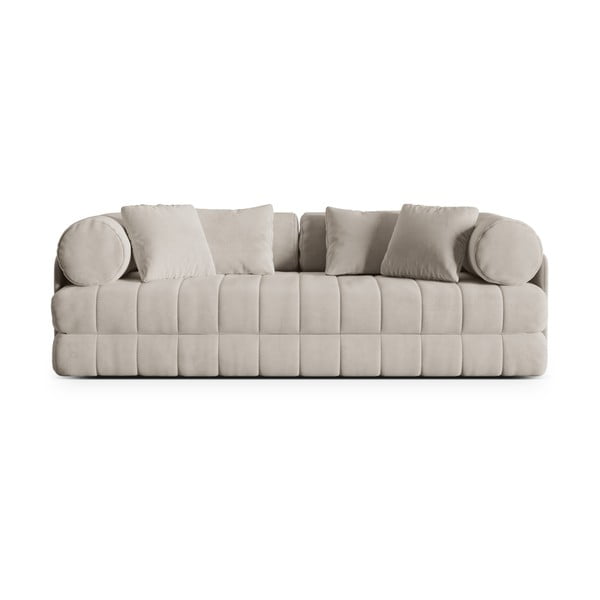 Beżowa aksamitna rozkładana sofa 206 cm Kemi – Cosmopolitan Design