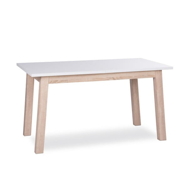 Biały stół rozkładany z nogami w kolorze dębu Intertrade Apart, 140x85 cm
