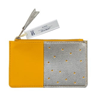 Żółty portfel z kieszonką w kolorze srebra Busy B Flight