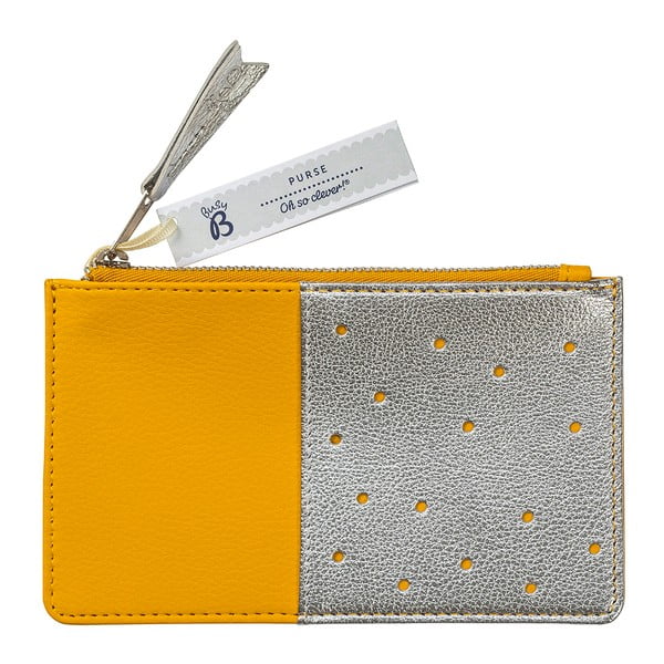 Żółty portfel z kieszonką w kolorze srebra Busy B Flight