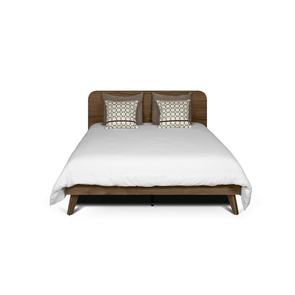 Ciemnobrązowe łóżko TemaHome Mara, 180 x 200 cm