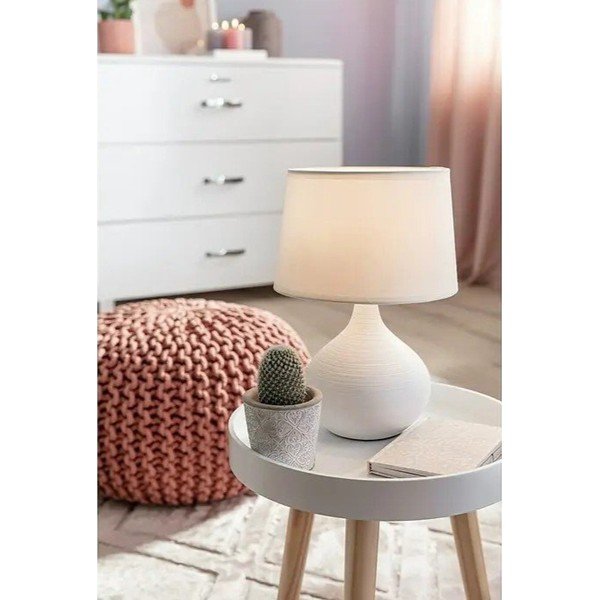 Biała lampa stołowa z ceramiki i tkaniny Reality Martin, wys. 29 cm-image-1