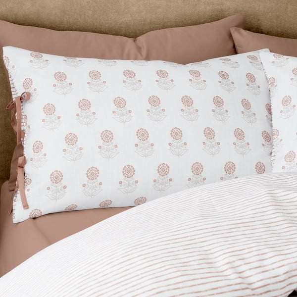 Biała pościel dwuosobowa 200x200 cm Woodblock Floral – Pineapple Elephant-image-3