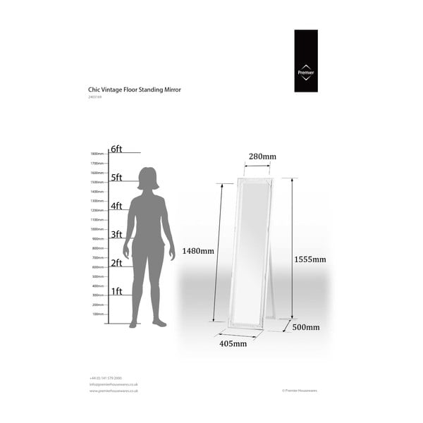 Lustro stojące z drewnianą ramą 40x160 cm Chic – Premier Housewares-image-2
