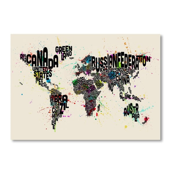 Plakat z czarną mapą świata Americanflat Multi, 60x42 cm