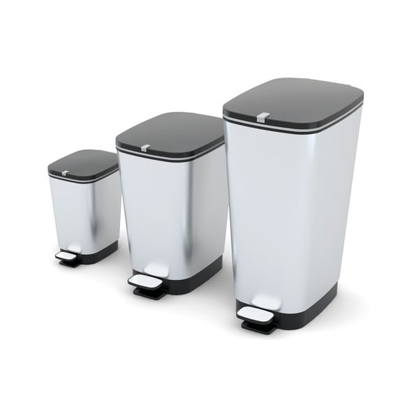 Plastikowy kosz na śmieci z pedałem w kolorze srebra 45 l Chic Bin – KIS-image-3