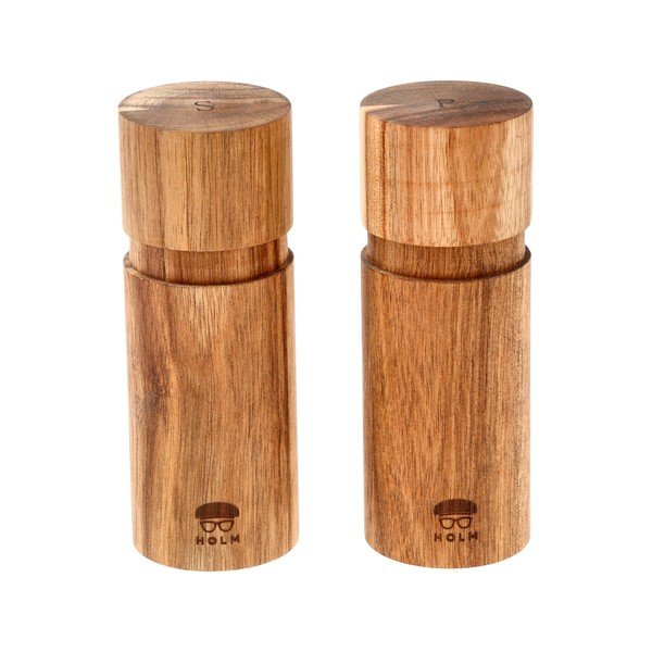 Drewniany zestaw młynków do pieprzu i soli w naturalnym kolorze 2 szt. – Holm