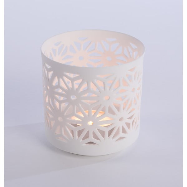 Porcelanowy świecznik Flowers 9x9 cm, biały