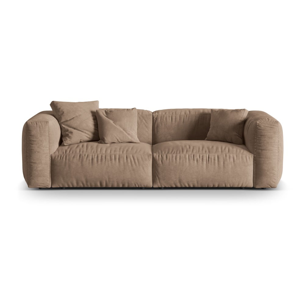 Jasnobrązowa aksamitna sofa modułowa 240 cm Martina – Micadoni
