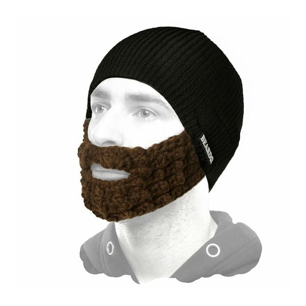 Czarna czapka Beardo z brązową brodą
