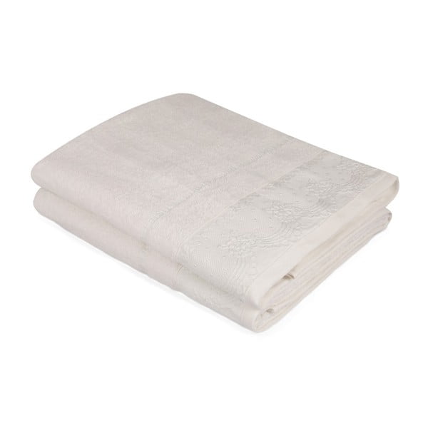 Zestaw dwóch ręczników kąpielowych w kolorze białej kości Baroque, 150x90 cm