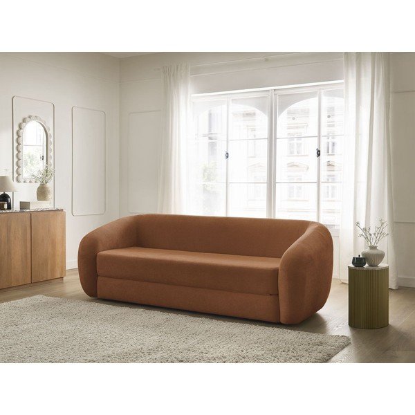 Pomarańczowa rozkładana sofa z tkaniny szenilowej 228 cm Neyo – Bobochic Paris-image-1