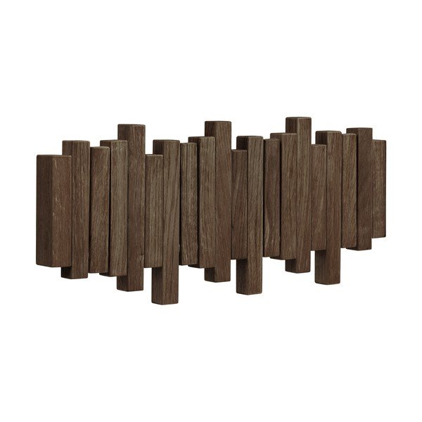 Ciemnobrązowy wieszak ścienny z litego drewna dębowego 40 cm Caltra – House Nordic-image-3