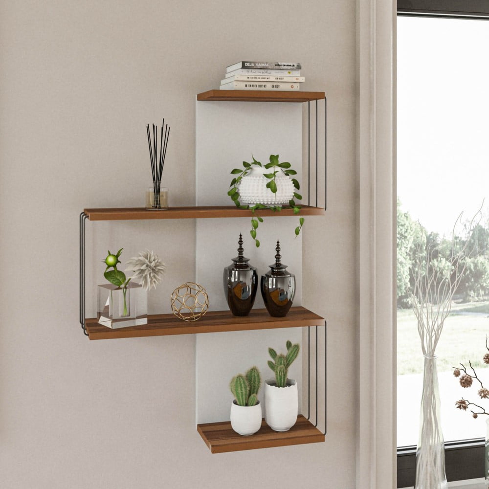 Biało-naturalna wielopoziomowa półka w dekorze sosny 64 cm Cambel – Kalune Design (zdjęcie 4)
