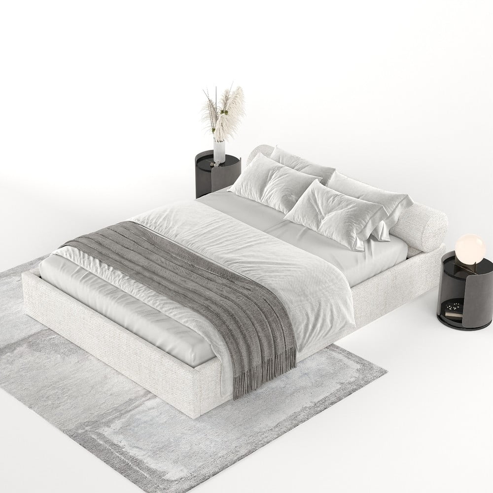 Kremowe tapicerowane łóżko dwuosobowe ze schowkiem i stelażem 160x200 cm Solvo – Maison de Rêve (zdjęcie 6)