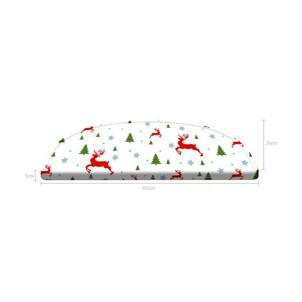 Biało–czerwone dywaniki na schody zestaw 16 szt. 65x20 cm Christmas Deer and Tree – Vitaus-image-4