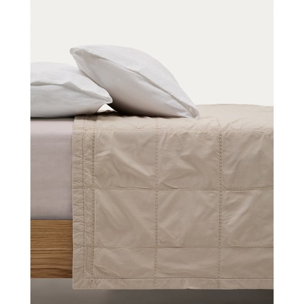 Jasnobrązowa bawełniana narzuta pikowana 180x260 cm Isor – Kave Home-image-3