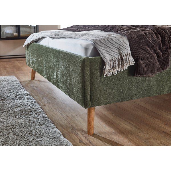 Tapicerowane łóżko dwuosobowe ze schowkiem ze stelażem 180x200 cm w kolorze khaki Nova – Meise Möbel-image-4