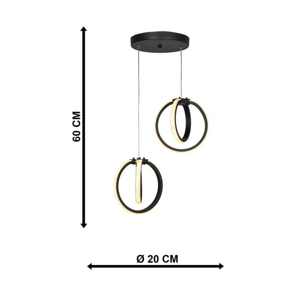 Czarna metalowa lampa wisząca LED ø 20 cm Sezen – Squid Lighting-image-4