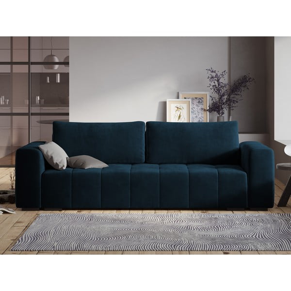 Ciemnoniebieska aksamitna rozkładana sofa Milo Casa Luca-image-1