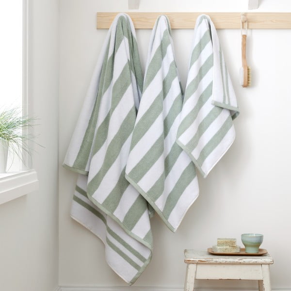 Biały/szary bawełniany ręcznik 50x85 cm Stripe Jacquard – Bianca