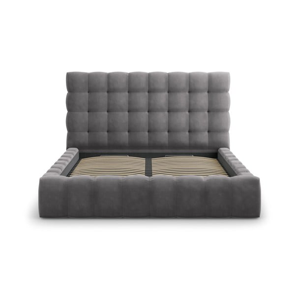 Szare tapicerowane łóżko dwuosobowe ze schowkiem i stelażem 180x200 cm Bali – Cosmopolitan Design-image-3