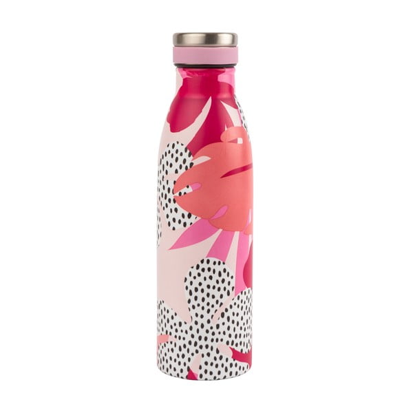 Różowa butelka ze stali nierdzewnej Navigate Floral, 0,5 l