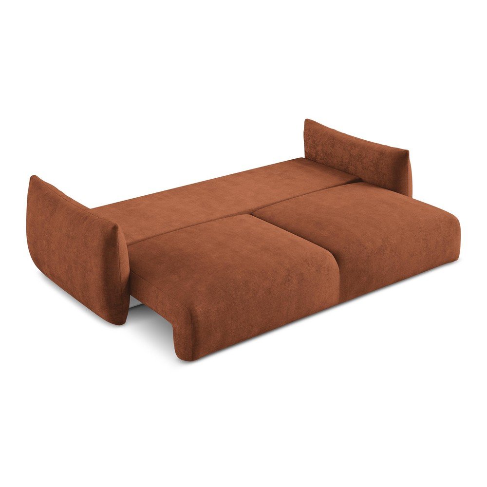 Rozkładana sofa z tkaniny szenilowej w kolorze terakoty 230 cm Leila – Makamii (zdjęcie 5)