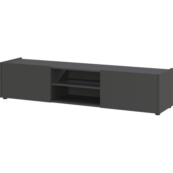 Antracytowa szafka pod TV w dekorze dębu 164x35 cm Schlangen – Germania-image-2