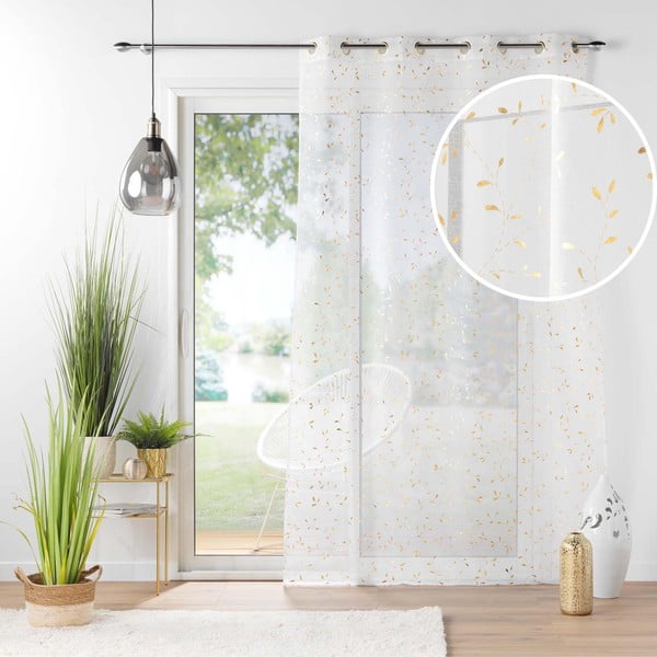 Firanka z woalu w biało-złotym kolorze 140x240 cm Floressia – douceur d'intérieur-image-4