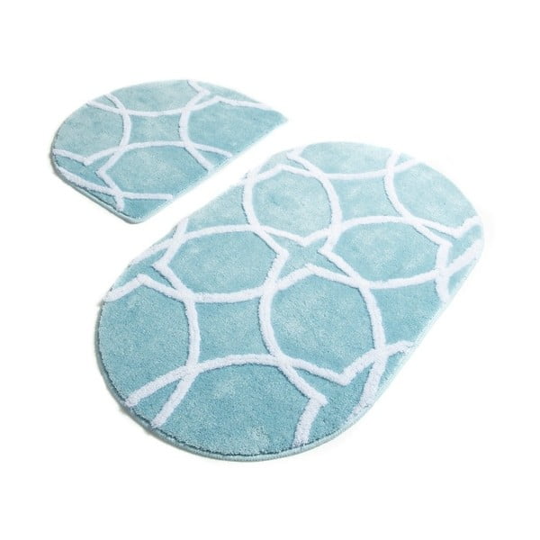 Zestaw 2 niebieskich dywaników łazienkowych Confetti Bathmats Bonne Oval Blue
