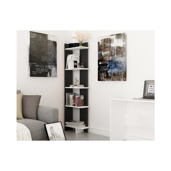 Czarna biblioteczka z białymi detalami Als Black White-image-2