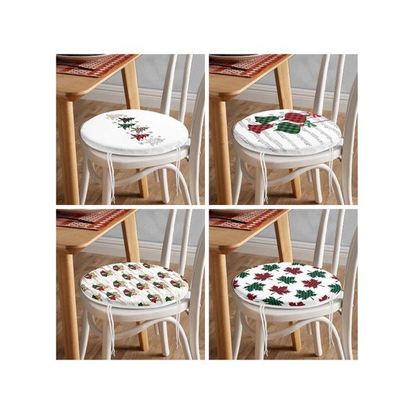 Poduszki na krzesła ze świątecznym motywem zestaw 4 szt. ø 40 cm Tartan – Mila Home-image-4