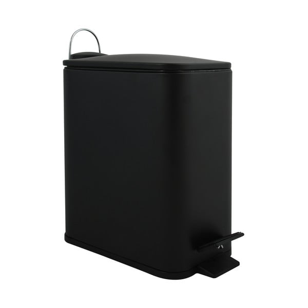 Stalowy kosz na śmieci z pedałem w kolorze matowej czerni 5 l   Erik – Spirella