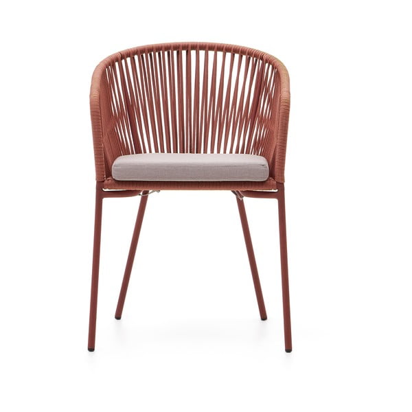 Metalowe/tapicerowane krzesło ogrodowe w kolorze terakoty Yanet – Kave Home-image-2