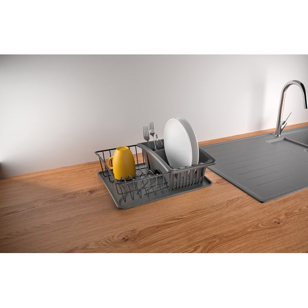 Ciemnoszary ociekacz ze stali nierdzewnej Metaltex Aquatexplus Lava-image-1